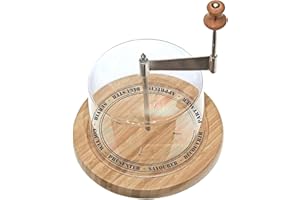 Totally Addict KD3160 Racloir manivelle à fromage et sa cloche Bois acier inoxydable et plastique Beige gris et transparent D18,6 x H24,5 cm