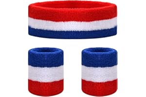 FESSOSKO 3 Pièces Bandes de Transpiration Set, Ensemble de Bandeau, Sports Bandeau Poignet, Humidité Mèche Sweat Head Band, Bandeaux Anti-Transpiration pour Entraînement de Gym et Yoga