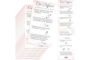 Motiskyy 200 Pcs Car Diffuser Instruction Cards 2 x 3.54 Inch Care Car Hanging Diffuser Card for Car Oil Diffuser Bottles, Pink with White Design