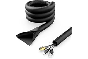 deleyCON 3,0m Organizer Kabli Samozamykający się Organizacja Kabli Kanał Kablowy Osłona Kabli Wytrzymały Nylon Maskownica Kabli Gospodarstwo Domowe Biuro Biurko Czarny