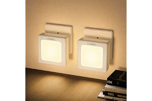 LQWELL® Nattljussockel Vikbar med Skymningssensor, Nattlampa Justerbar Ljusstyrka, Automatiskt Uttagsljus, Orienteringsljus Varmvitt för Barnrum Halltrappa (Vit, 2 Stycken)