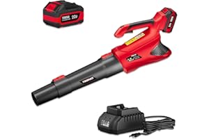 TEENO Soplador de Hojas, 20V Soplador de Hojas Electrico de 4.0Ah con Batería y Cargador, 5 Velocidades, Velocidad de 50m/s, Soplador de Hojas Eléctrico para El Cuidado del Césped