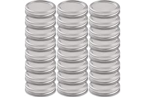Newk 24 set di coperchi e fasce per barattoli di vetro a bocca larga, contenitori per barattoli di metallo riutilizzabili con coperchi con guarnizione in silicone per barattoli a sfera(86 mm)
