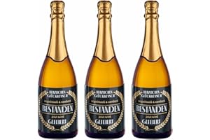 ‎GOODS+GADGETS Flaschenetikett "Bestanden" Flaschen-Aufkleber für bestandene Prüfung, 3er Set Flaschen Etiketten für Abschluss, Abi, Studium, Führerschein uvm. (Lorbeerkranz)