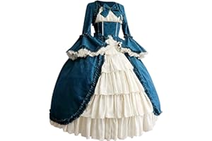 Beokeuioe Damen Vintage Mittelalterlichen Ballkleid Elegant Renaissance Maxikleid Gothic Festkleid Halloween Plisseekleid Barockes Rüschen Abendkleid Viktorianisches Cosplay Kleid