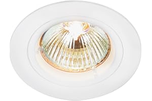 Betta Lighting Recessed Lighting – GU10 LED Spotlights for Ceiling – IP20 Downlights Mains Powered Ceiling Spots for Kitchen Bedroom Lounge - Halogen or LED – Fixed Version, Matt White