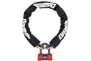 RADIKAL RK48120 Antifurto Moto Sicurezza Premium, Catena Antitaglio Cementata ø13.5, Lucchetto Mini U 18mm Doppio Bloccaggio, Serratura Antiscasso, Catenaccio per Garage e Ancoraggio Scooter, 120 cm