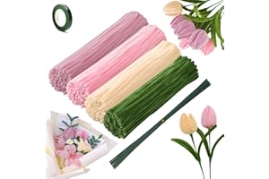 ANBOWEI Cure Pipe Rose, 240pcs Fils Chenilles Loisirs Creatifs, Pipe Cleaners Flower Multicolores pour Bricolage Bouquet de Tulipe