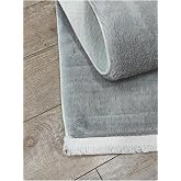 Raschel Carpet Sa&ccedil;aklı Kalın Yumuşak Kaymaz Taban A&ccedil;ık Gri Peluş Halı, 120 x 180