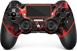 AceGamer Wireless Controller für PS4, Custom Design V2 Gamepad Joystick für PS4 mit Anti-Rutsch-Griff von beiden Seiten und 3,5 mm Audio-Buchse! (Rot-Universum)