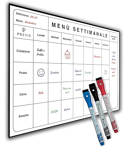 Previs Brand Calendario Magnetico Acrilico Trasparente Frigo Cancellabile A4 (21X29,7CM) Con 4 Pennarelli Premium - Lavagna Magnetica Frigo Trasparente - Acrylic Dry Erase Board