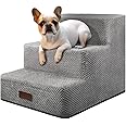 Dog Stairs for Small Dogs & Cats, 3-Step Non-Slip Pet Steps for Couch Sofa and Chair, Grey, 13.6" H