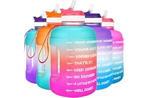 BuildLife Water Bottles with Straw - 2.2 Litre Gym Drinks Bottle Time Marked Daily Motivational Half Gallon Water Bottle for Fitness Sports Outdoor (2.2 Litre, Green Pink Gradient)