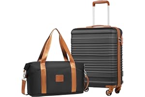 COOLIFE Cabin Suitcase, 55x40x20cm Cabin Luggage with ABS Hard Shell and Easyjet Bag 30L(45×36×20cm) Set, Carry On Suitcase with TSA Lock & 4 Wheels, Suitable for Ryanair, Easyjet, Paid Hand Luggage