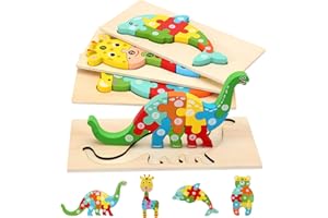 KMTJT Animales Juguetes Puzzle Madera Niños 1 2 3 Años, Bebe Juguete Montessori 1 2 3 Años Niña Niño, Juego Educativo Regalo Navidad