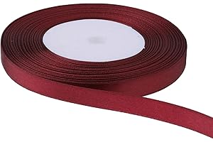 Trimming Shop 10mm Burgundy Satin Ribbon for Gift Wrapping, 25M Double Sided Polyester Ribbon Roll Balloon Ribbon for Crafting Bouquets, Cake, Wedding Decoration DIY Hair Accessories, Sewing