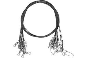 YUECOOM 10 Piezas De 50 Cm De Líderes De Pesca, Líderes De Acero De Línea De Líder De Pesca Para Pesca De Lucio, Líderes De Aparejos De Alambre De Pesca, Líderes De Línea De Pesca De Mordedura Con Giros