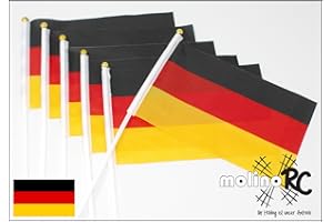 molinoRC 6x Deutschland Flagge klein 20 x 14 cm - wetterbeständig mit 30 cm Stab zum Halten oder Hinstellen - Deutschland Fahne - Deutschland Fanartikel