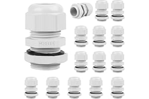 RUNEAY Kabelverschraubung M20, 15 Stück IP68 Kabeldurchführung Wasserdicht, Verstellbaren Kabelverschraubungen für Outdoor Garten Schaltkasten Abzweigkasten, Kunststoff Nylon Kabeldurchführungen