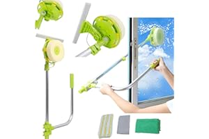 SOLARIS AUTOMOTIVE Professional Window Squeegee Cleaner, Glass Dust High-Rise Window Cleaning Brush, Telescopic Pole, Window Cleaner Glass Extending Handle Wash Cleaning Tool Kit, 2 in 1 Sponge Squeegee Equipment