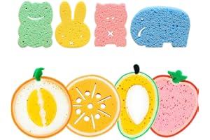 SHENGXI 8 Piezas Esponjas de Baño para Niños, Baño Fregadoras para Niños, Linda Esponja de Baño, Adecuado para Lindas Herramientas de Baño para Niños, Fácil de Espumar y Protege La Salud de La Piel