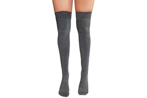 NuJake Over The Knee Thigh High Socks Girls Plain Cotton Lycra Cosplay School Sox