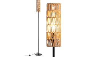 EDISHINE Lampadaire sur Pied Salon avec Abat-jour en Corde Tissée, E27 Ampoule LED 2700K Lumière Chaude Incluse, Interrupteur à Pédale, Lampe sur Pied Moderne pour Salon, Chambre, Bureau, 165 cm