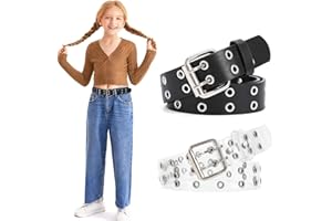 WERFORU Cinturón infantil de piel sintética para pantalones vaqueros con doble ojal