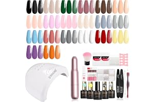 ROSALIND UV-nagellacksset, 20 + 4 stycken gröngrå med UV-lampa och | Rosa röd gul orange violett gel nagellack gelnaglar startset med elektrisk nagelfil nageldesign set för naglar manikyr