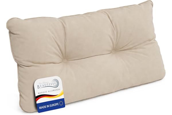 Beautissu Coussin Fauteuil Jardin Dossier 60x40x12 cm – Résistant à l’Eau, Anti-Salissures & Lavable – Coussin Salon de Jardin Exterieur Déperlant pour Canapé Chaise Banc Terrasse Balcon – Nature