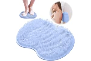 LEONSHCO Paillasson Douche, frotteur de Douche pour Pieds et Dos, Pad de Massage, Brosse à Pieds, Nettoyeur de Massage avec ventouses antidérapantes, Pad de Massage en Silicone, ventouses Bad Massager Pad (B)