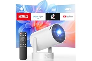 ‎CAMWORLD Mini Beamer mit Lautsprecher, Projector unterstützen 1080P 4K, Auto Keystone WiFi6 Tragbarer Beamers Projector, Bluetooth 5.0 220° Rotation Smart Beamers, Kurzdistanz Beamer für Heimkino Outdoor Handy