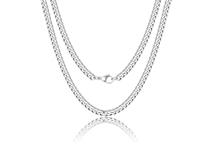 RWQIAN Collana Cubana per Uomo 4.5mm/6mm/9mm Argento Acciaio Inossidabile Catena a maglia Ragazzi Catena a maglia Gioielli Cubani Catena Hip-Hop Lunghezza 46-61CM