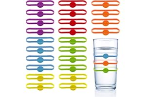 Chingde Glas Markierungen, 24 Stück Wein Marker Silikon Glasmarker Wiederverwendbare Cup Marker Trinken Marker für Home Bar Party Zubehör