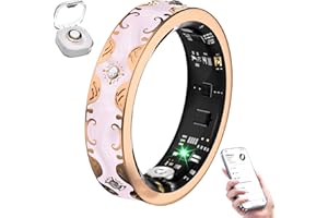 XSWCCJJ 10 Gen Diamond Smart Ring and Wireless Charging Case【Industry Ranking No.1 – 0 Measurement Error】2025 Smart Ring Women for Sleep Monitoring, Wearable SpO2, Compatible with Android and iOS【Pink 7#】
