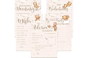 Threan 20 Sets Baby Prediction Cards Baby Shower Games for 20 Guests 5 Styles Cards Mummy to Be Gifts Gender Reveal Party Game Decorative Accessories Set for Boy and Girl(Bear)