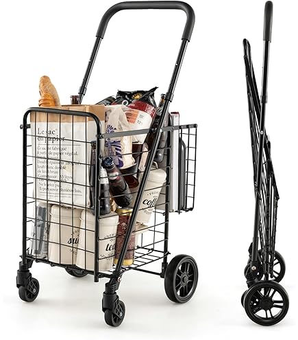 Carrello Spesa Pieghevole Relaxdays: Porta 35 Kg, Manico Regolabile, Pratico E Compatto