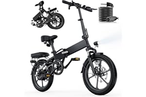 Finbike U3 Electric Folding Bike, 16 inch Portable Electric Bicycle, 2.5H Fast Charge Ebike, 25KM/H & 45KM Range, 3 Riding Modes, Front Shock Absorber, Foldable E-bike for Adults/Teens
