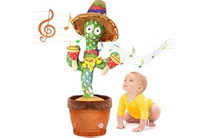 Edencomer Plush Toy, Tanzender und Sprechender Kaktus 120 Musik Singender Kaktus Spielzeug Mit 5 Funktionen (Spricht Nach+Leuchten+Aufzeichnung+ Wiederholen)