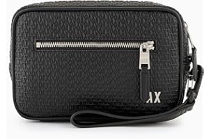 Armani Exchange Pochette noire pour homme avec logo monogram imprimé