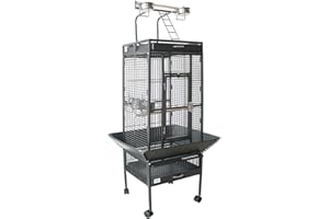 BPS(R) BPS Jaula Grande para Loro Pájaro Pajarera Periquito Canarios con Parque de Juegos Saltado Comedero Color Blanco/Negro 82 * 77 * 165 cm (Negro XL) BPS-1292NE