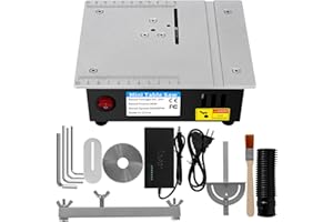 OAMGER Mini sega circolare da banco, con lame, mini macchina da taglio elettrica da tavolo 96 W, precisione sega su banco, 0-15 mm di taglio regolabile, per lavori manuali, fai da te, legno (B)