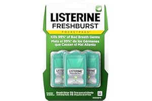 Listerine Freshburst Pocketpaks Breath, Dissolving Breath Freshener Kill 99% of Germs That Cause Bad Breath, Portable for On-The-Go, Minty Flavor, 72-Strips (Pack of 1)