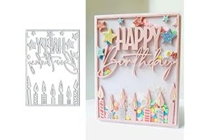 TINGZVEN Happy Birthday Frame Metal Die Cuts, Happy Birthday Frame Card Metal Cutting Dies Cut Stencils for DIY Scrapbooking Cards Decorative Embossing Paper Dies for Scrapbooking Card Making