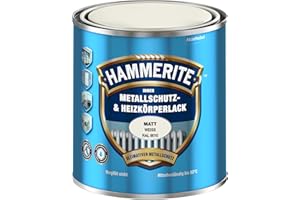 Hammerite Innen Metallschutz- und Heizkörperlack Matt, 3in1- Rostschutz, Reinweiß, 500 ml