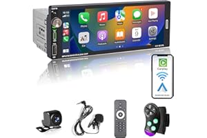 Alondy Autoradio 1Din mit 6.9 Zoll Bildschirm, Kompatibel mit [Wireless] Apple CarPlay/Android Auto Bluetooth Typ-C USB 2,1A Schnellladung Rückfahrkamera AM/FM/RDS Radio