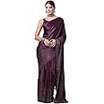 SIRIL Women's Satin Silk Hot Fixing Stone Work Saree with Unstitched Blouse