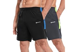 ZENGVEE 2 Pack Men's Running Shorts Gym Athletic Shorts with Zip Pockets Quick Dry Sport Workout Shorts for Fitness,Jogger,Trainning