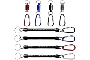 Rebanky 4 Piezas Soporte de Red de Pesca Magnetico con Llavero Elástico en Espiralmagnetica Red de Aterrizaje de Pesca, Pesca con Mosca Magnetica para Fijar Redes de Pesca y Tender Rede