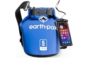 Earth Pak – Wasserdichter Packsack mit Schultergurt und wasserfester Handyhülle – Ideale Rolltop Tasche beim Kajak Fahren, Wandern, Camping, Angeln, Bootfahren und Rafting